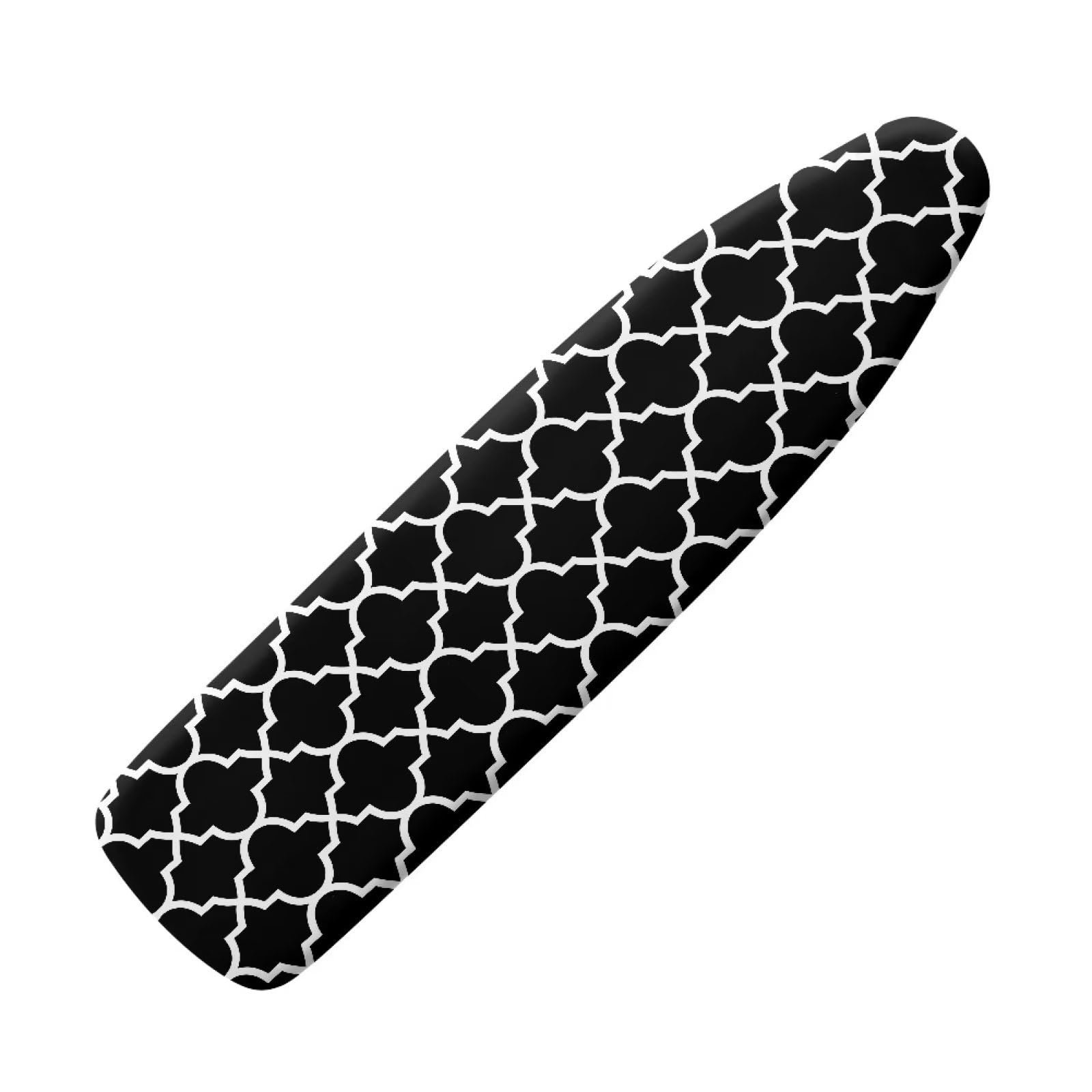 Eheartsgir Black & White Moroccan Lattice Durable Iron Board Cover Non Stick Scorch Easy-Fit Ironing Board Cover Standard Size with Elastic Edge and Hook & Loop Fastener Strap