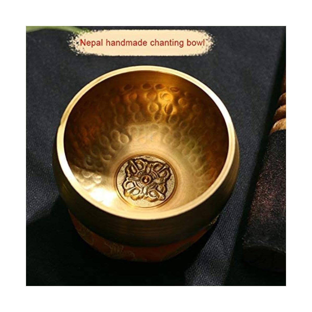 Set di campane tibetane facili da suonare per principianti, piccole campane tibetane in metallo nepalese per meditazione buddista con incisioni di ibisco, per yoga, preghiera, zen, guarigione dei cha
