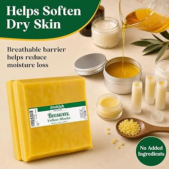 Stakich Yellow Beeswax Block - Natural, Triple Filtered, 2 lb