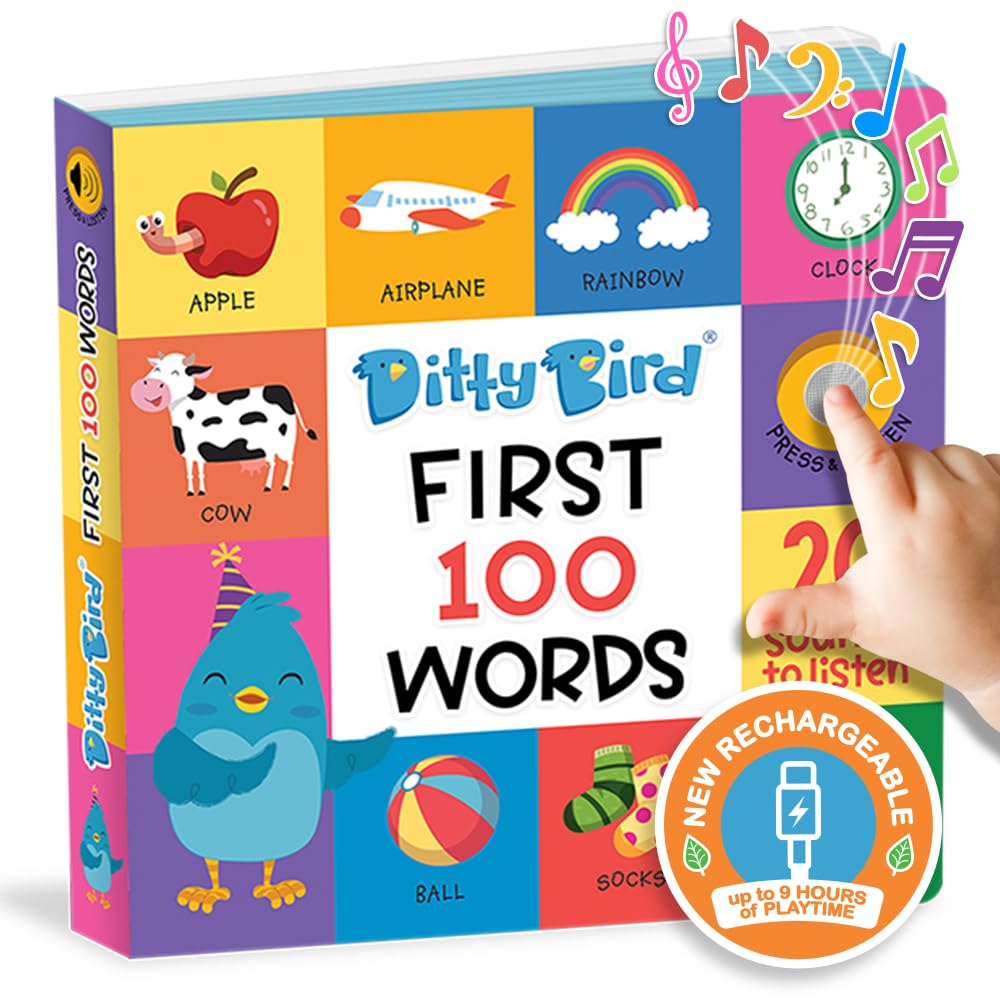 Ditty bird - livre musical sensoriel bébé des comptines sur 100 mots