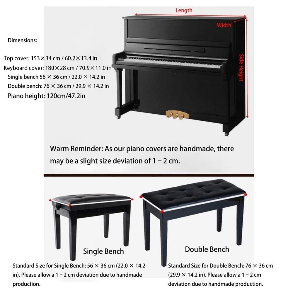 Zestaw osłon przeciwpyłowych do pianina – odporna na zużycie, chroniąca przed kurzem i zarysowaniami(Double Bench Cover)
