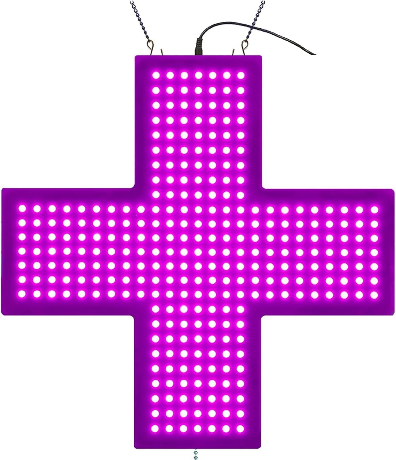 19-calowy Medyczny Znak Krzyża LED Z 3 Trybami Łańcuszka Ciągnącego | Ultra jasny 19-calowy LED krzyż apteczny z 3 trybami, przełącznik pociągany, łańcuszek wiszący(Purple)