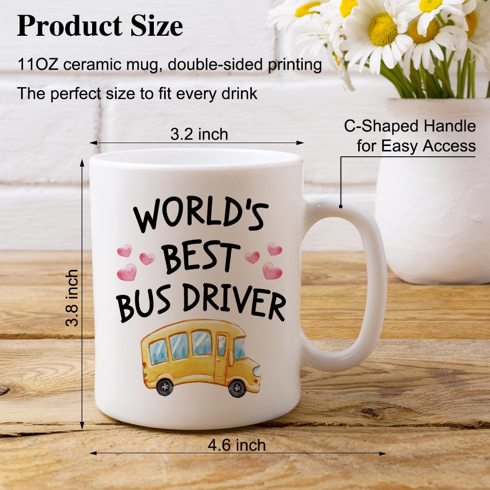 XQLZY World's Best Bus Driver Coffee Mug, School Bus Driver Coffee Cup, Bus Driver Gifts, Back To School Giving, Bus Driver Appreciation Gifts, Bus Driver End of Year Present