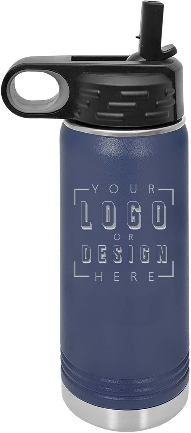 Sofia's Findings Personalized 20 oz | 30 oz | 40 oz Water Bottle with Straw | Custom Stainless Steel Sports Water Bottle - Double Wall & Vacuum Insulated