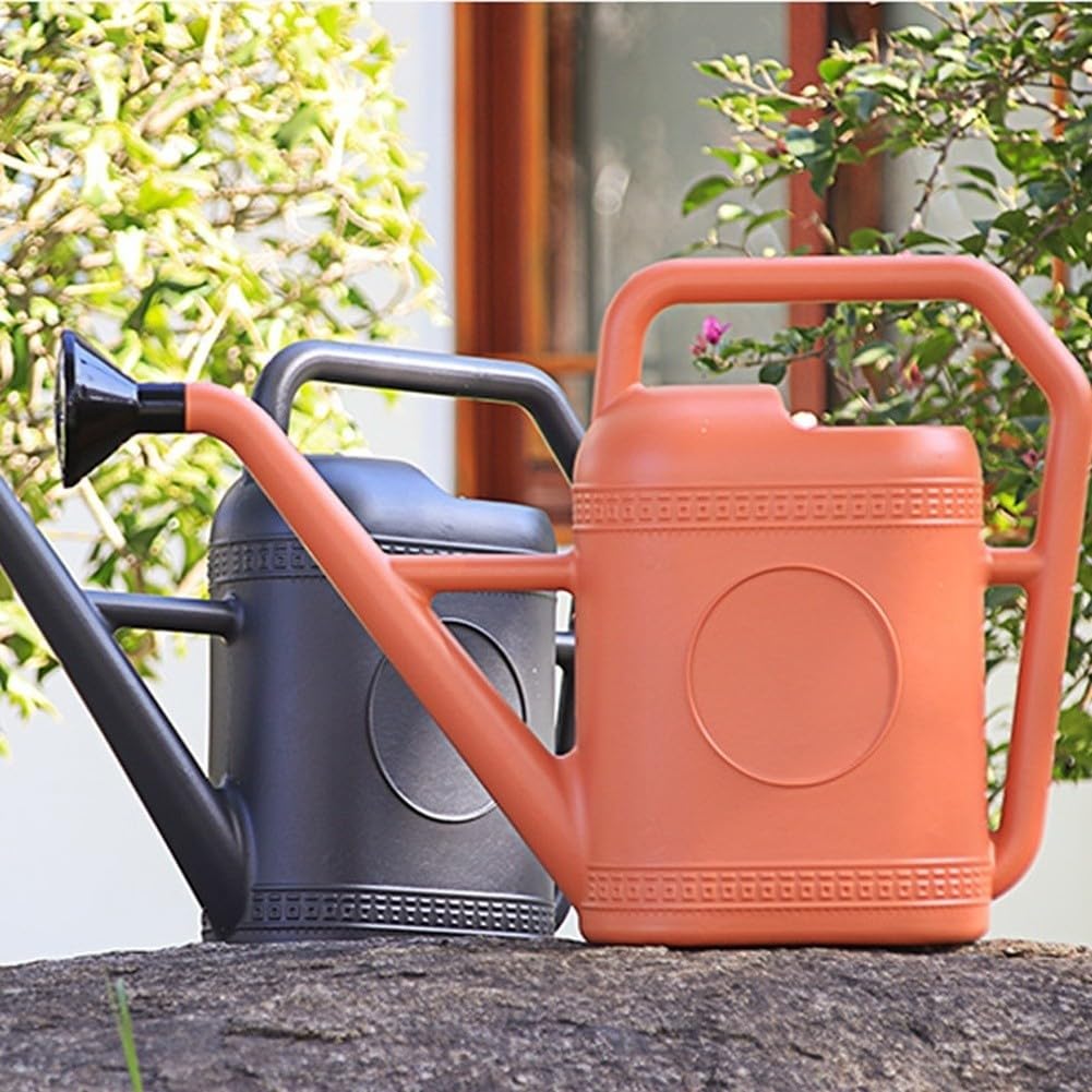 Gießkanne 5 Liter mit Langtülle und Abnehmbarer Brause, PE Harz Gartenkanne mit Ergonomischem für Pflanzen Bewässerung im Innen- und Außenbereich(Gray)