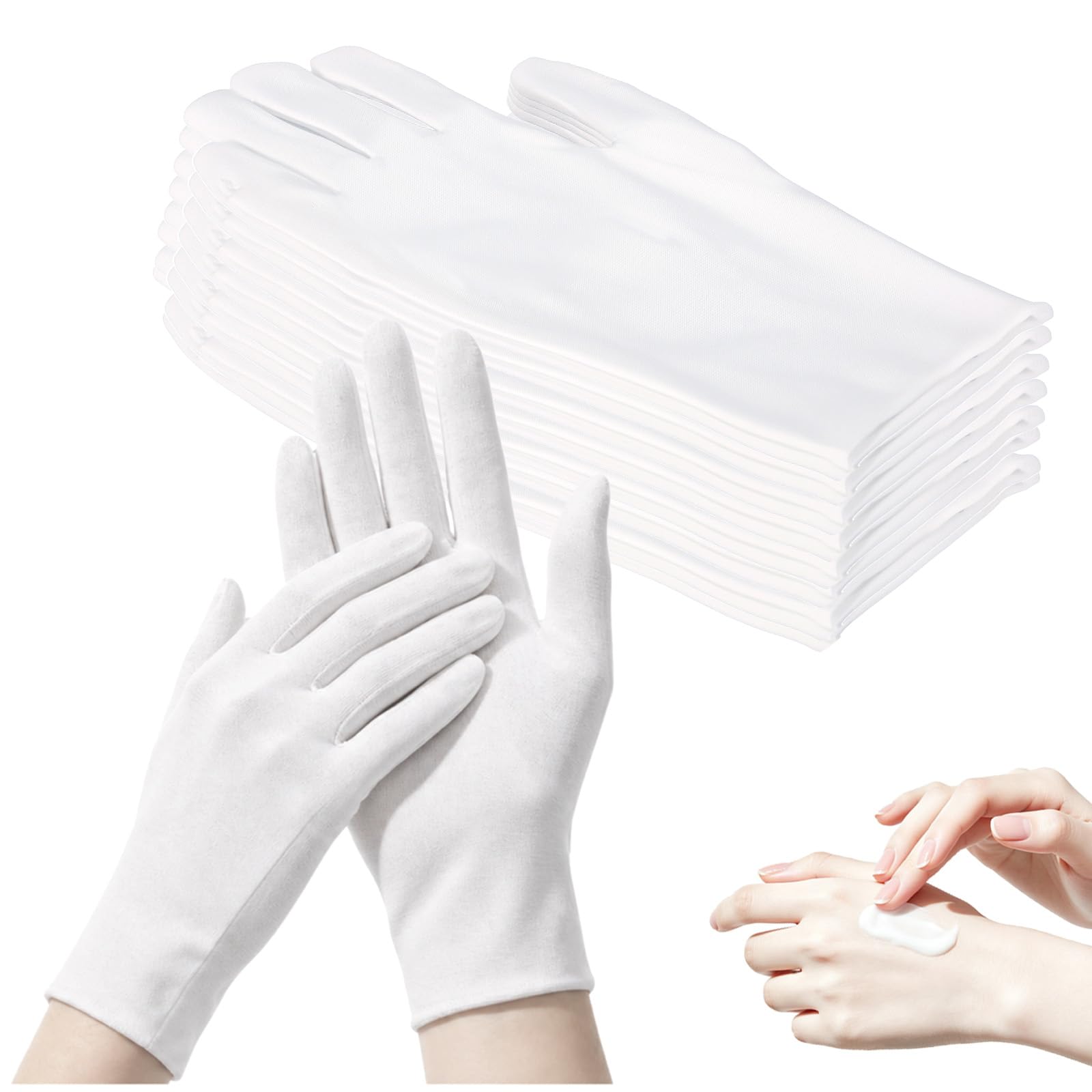 30 Pcs White Cotton Gloves, Unisex, Soft, Stretchable