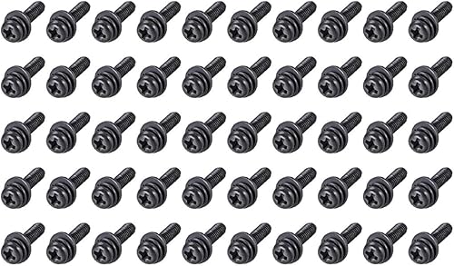 Miniatura 5 de uxcell Tornillos de máquina Phillips de acero al carbono M4 x 0.472 in con arandela de resorte y arandelas lisas, 50 unidades