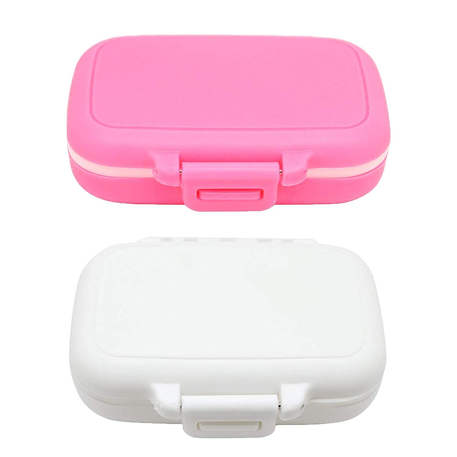 Small Pill Box Supplement Case for Pocket or Purse - 3 Removable Compartments Travel Medication Carry Case - Daily Vitamin Organizer Box (Pink+White)