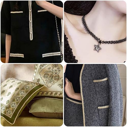 Gimp Braid Trim 9 Yards 6Mm/0.23In 3 Rolls Braid Trim Gold Silver Metal Fabric Decorative Webbing For All Kinds Of Sewn Garments, Curtains,Lampshade, Sofa Diy Sewing And Crafting (Golden/Black/White) #TOP3