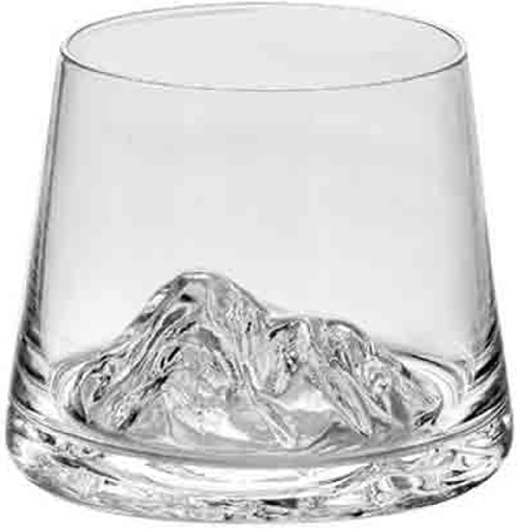 Glass Cups Old Fashioned Whiskey Glasses, 7.6 oz Mountains Theme Heavy Base Cup for Home Restaurant & Bar for Juice