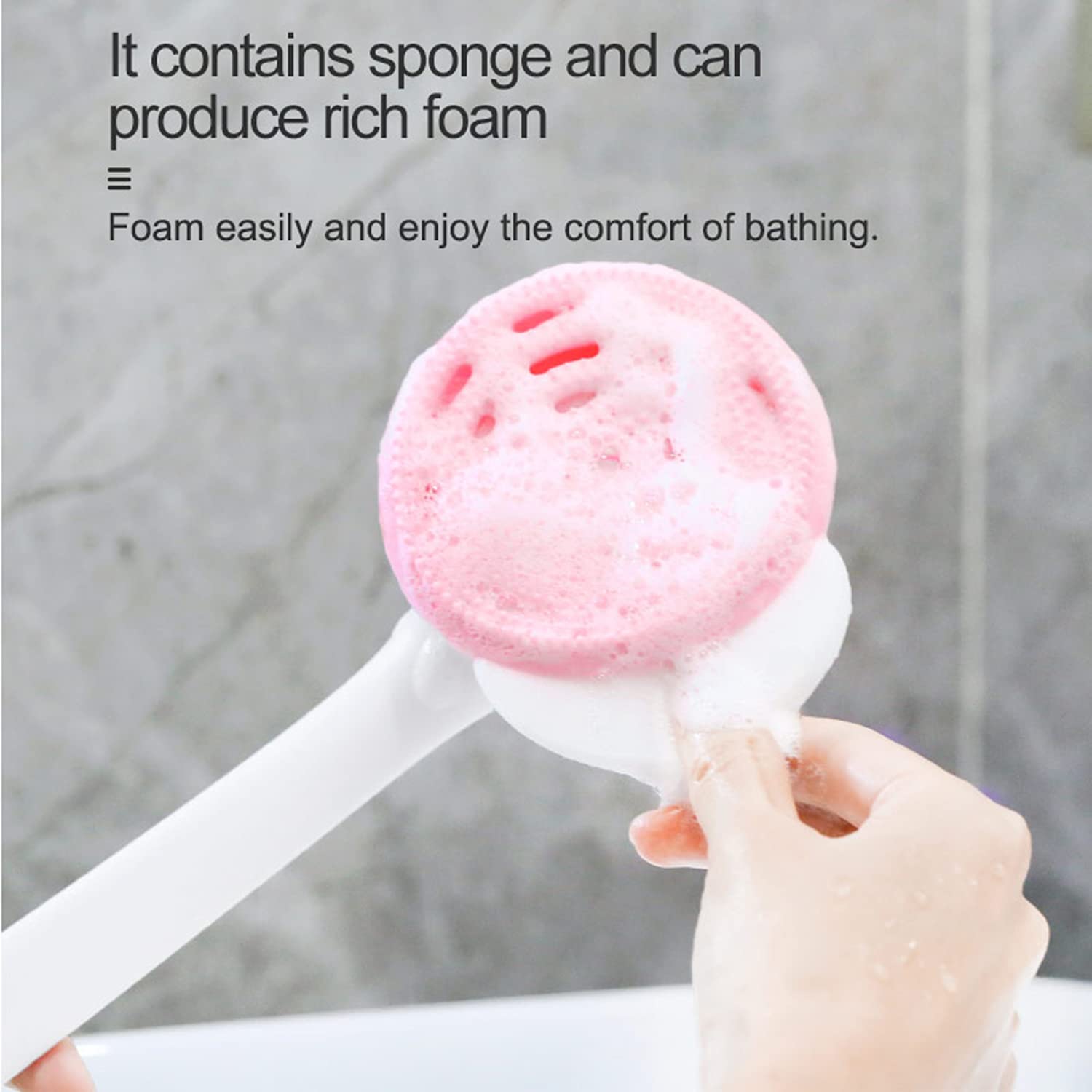 DNC Back Scrubber for Shower, Silicone Bath Body Brush - Back Washer Shower Brush with Long Handle