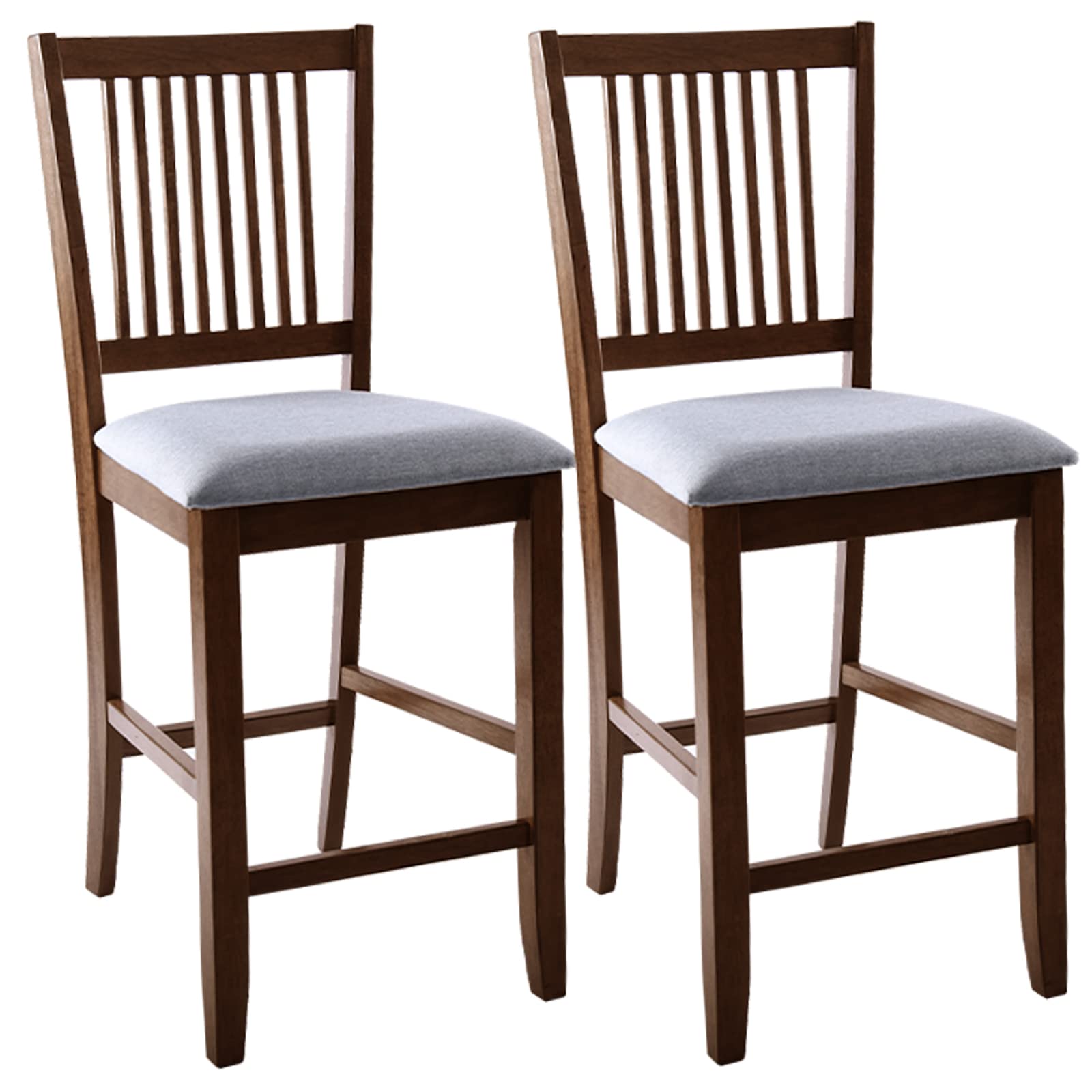 DUHOME Wood Bar Stools Set of 2, Counter Height Chairs Upholstered Barstool with Backrest Farmhouse Counter Stools for Kitchen Islands, Rustic Walnut