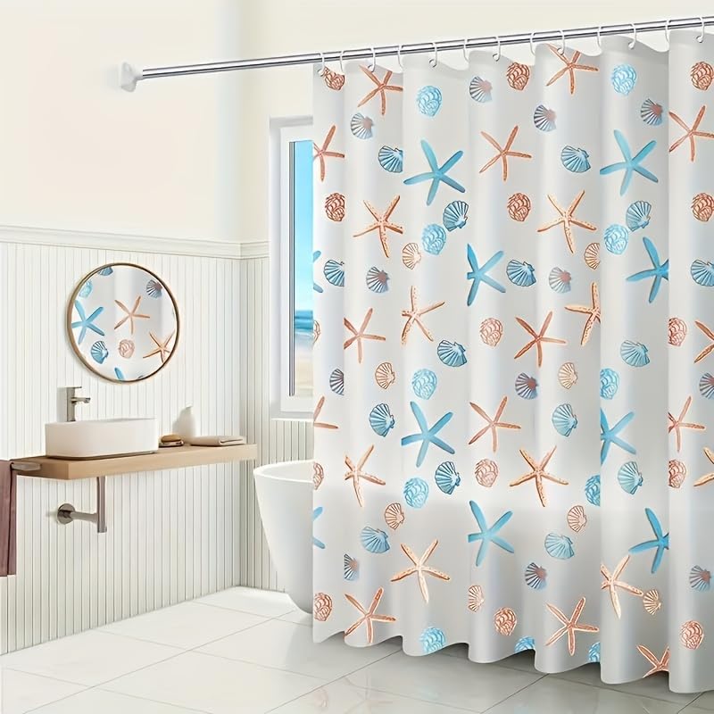Rideau de douche minimaliste blanc cœur 212 cm de haut avec anneaux de fixation