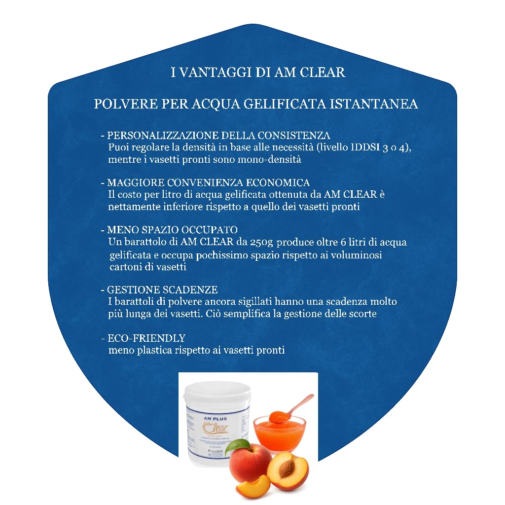 Dmf Dietetic Metabolic Food Polvere Addensante per Acqua Gelificata AM Clear, Pesca - 250 g