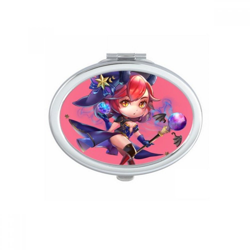 Miroir de poche compact ovale pour éviter le maquillage raté en déplacement motif cartoon