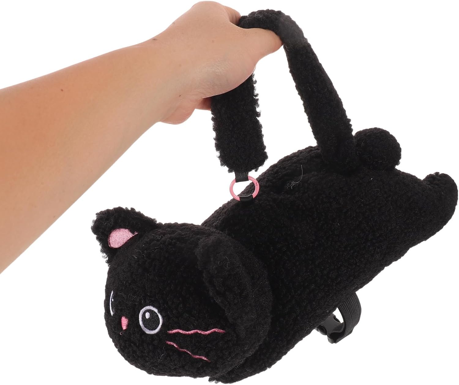 Cute Cartoon Animal Plush Tissue Box Holder for Car, Hanging Backseat Organizer Storage, Polyester Fiber Material, Adorable Cat Design for Dashboard or Vehicle Interior Accessories