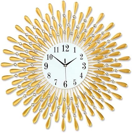 Amazon Co Jp 欧式 壁時計 壁掛け時計 壁飾り 時計 静音 高級 豪華 モダン おしゃれ 個性 インテリアリ ビング オフィス 玄関 客室 ゴールド A Kuya ホーム キッチン