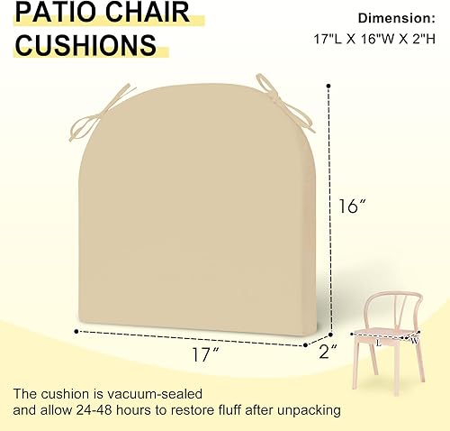 Miniatura 6 de downluxe Juego de 4 cojines para sillas de exterior para muebles de patio, cojines impermeables para sillas de patio con lazos, cojín de espuma