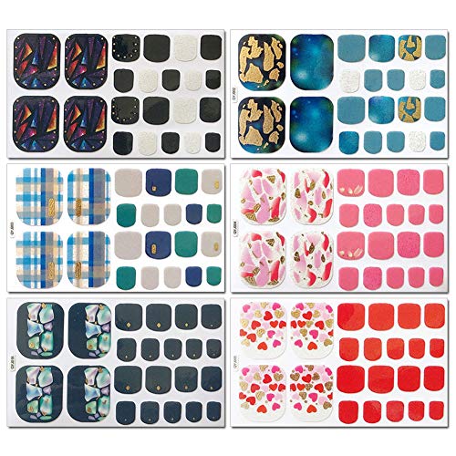 Danneasy 12 Sheets Adhesive Toe Nail Wraps Polish Stickers With 1Pc Nail File + 1Pc Wood Cuticle Stick Glitter Nail Art Decals Manicure Design For Women #TOP2