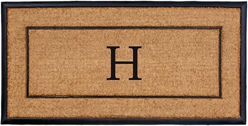 Calloway Mills 101632448H 24 x 48 in. The General Monogram Rectangular Doormat Natural & Black - Letter H