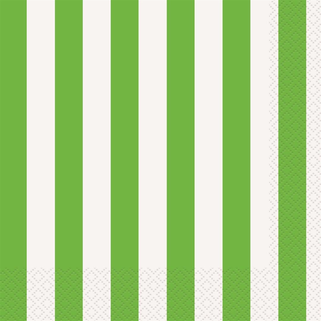 unique partyDecor Stripes L-Napkins 16 Pieces, Lime Green