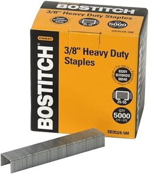 Bostitch Office Heavy Duty Premium Staples, 25-55 Sheets, 0.375 Inch Leg, 5,000 Per Box SB353/8-5M