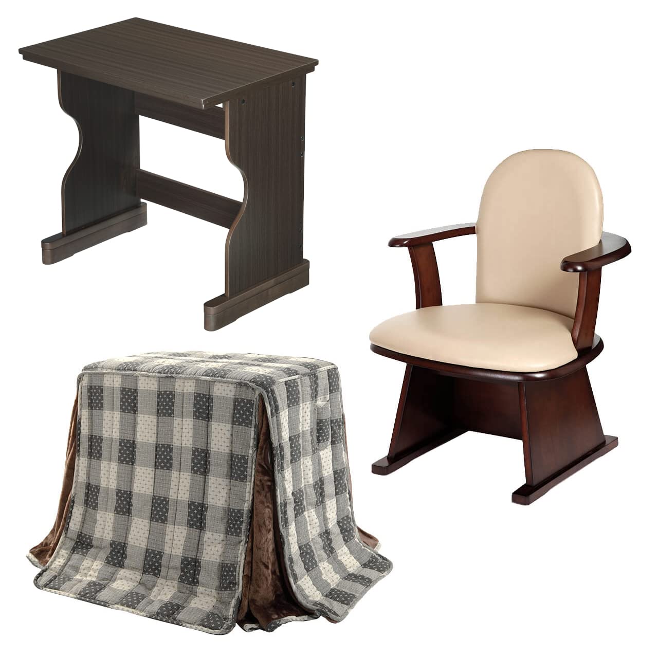 Amazon | デスク型ハイタイプこたつ フォート 75x50cm 3点セット