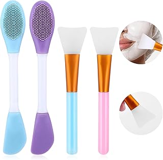 Ouligay Mask Brush Set of 4 Silicone Brush Mask Brush Silicone Face Cleaning Brush Soft Face Mask Brush Applicator for Application and Cleaning Mask