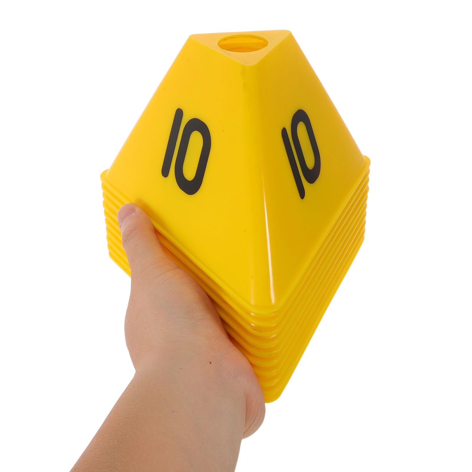 10 Piezas Conos de Entrenamiento de Fútbol Duraderos y Numerados Resistentes al Viento para Agilidad y Marcaje de Campo Actividades Deportivas al Aire Apilables y Visibles Amarillo