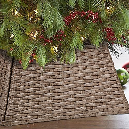 Blissun Christmas Tree Ring, Christmas Tree Collar Basket, Plastic Rattan Christmas Tree Collar, Christmas Tree Skirt For Artificial Christmas Trees Decoration, Grey #TOP5