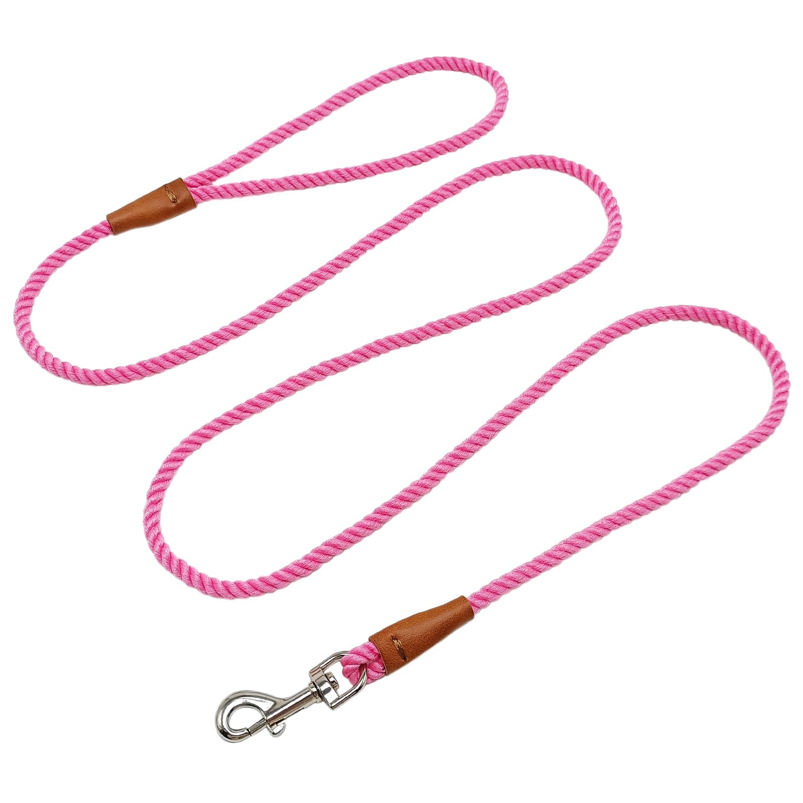 Laisse rose de 1,5 m pour petits chiens – Laisse légère et douce en coton tressé de 0,6 cm pour petites races/chats, promenades quotidiennes, dressage