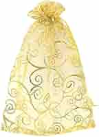 50-Piece Champagne Organza Gift Bags - Drawstring Favor Bags For Wedding & Parties
