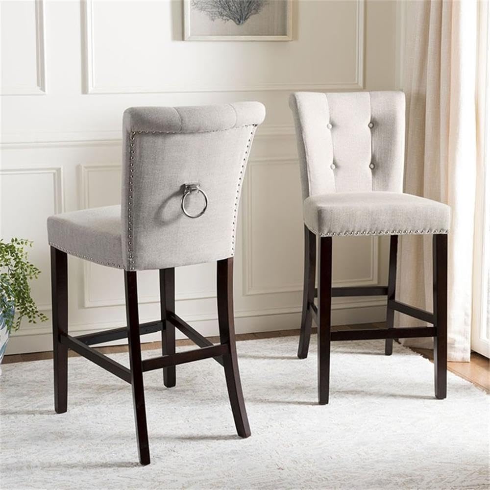 Safavieh Taylor Bar Stool, Light Grey/Espresso