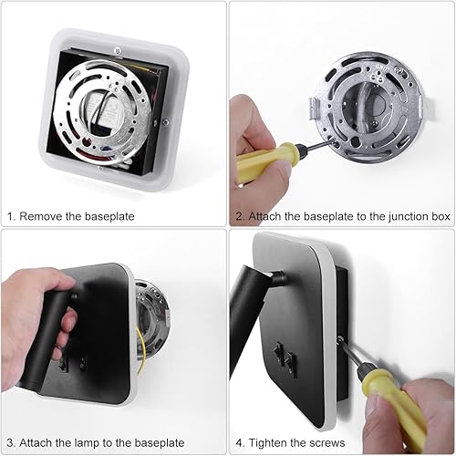 Miniatura 8 de Kawell Apliques de pared LED modernos 2 en 1 8 W luz de pared LED interior con interruptor giratorio de 350  3W lámpara de pared de lectura LED para