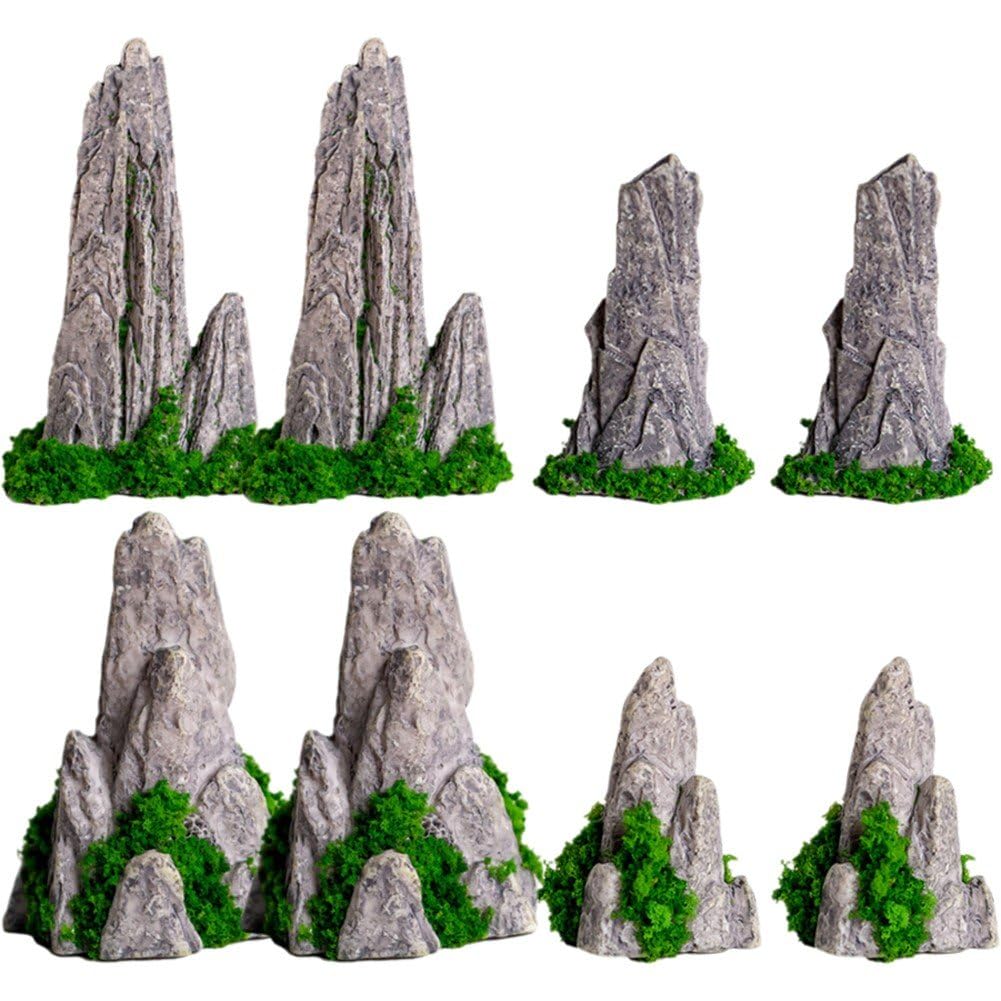 Hrippy Style1 2 Pcs Simulated Rockery Figurine Miniature Garden Rockery Statue Mini Mountain Sculpture Models Micro Landscape Ornaments