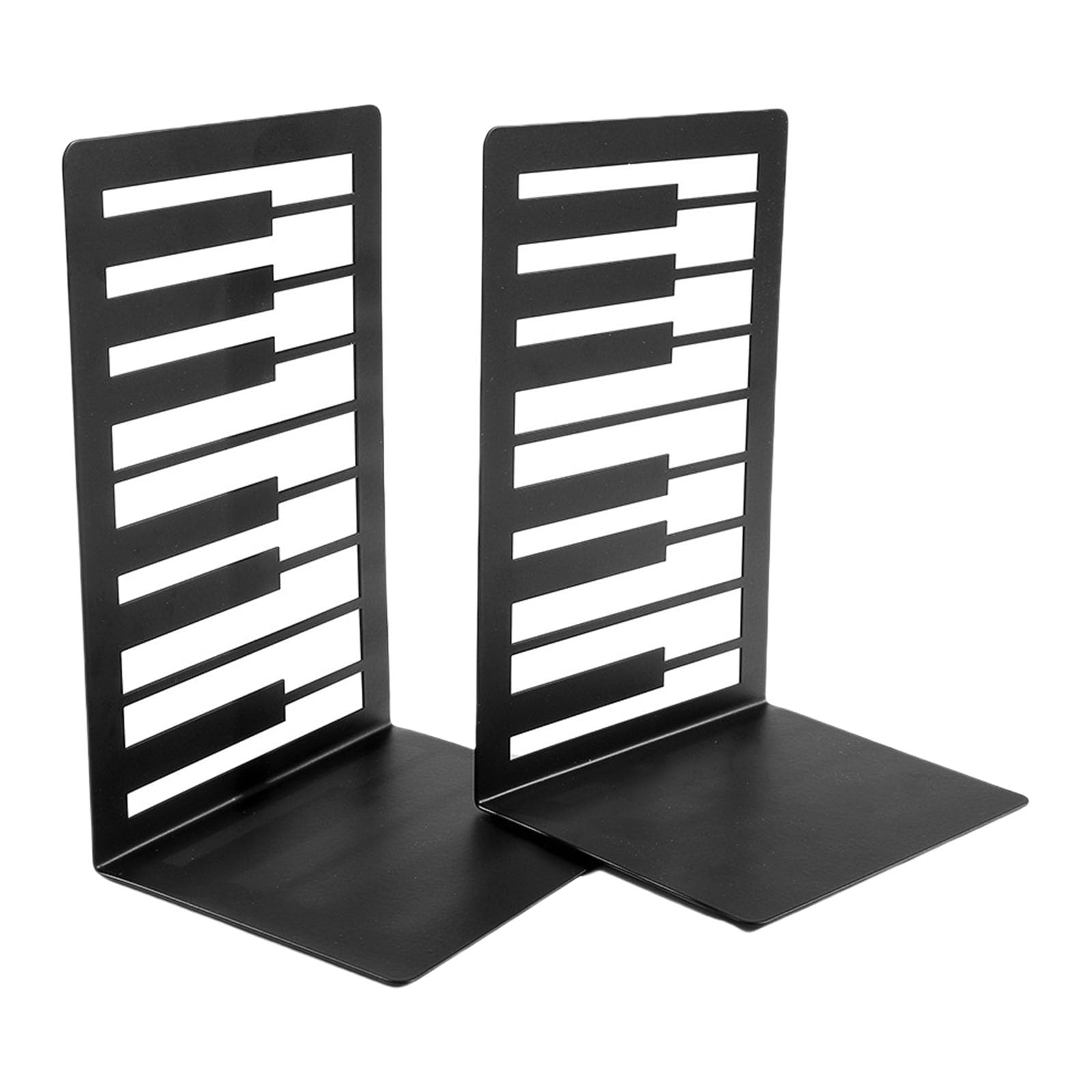 Of 2 Heavy Duty Metal Bookends for Shelves Hollowed Musical Note Metal Book Stopper for Home Library Decorative Shelf