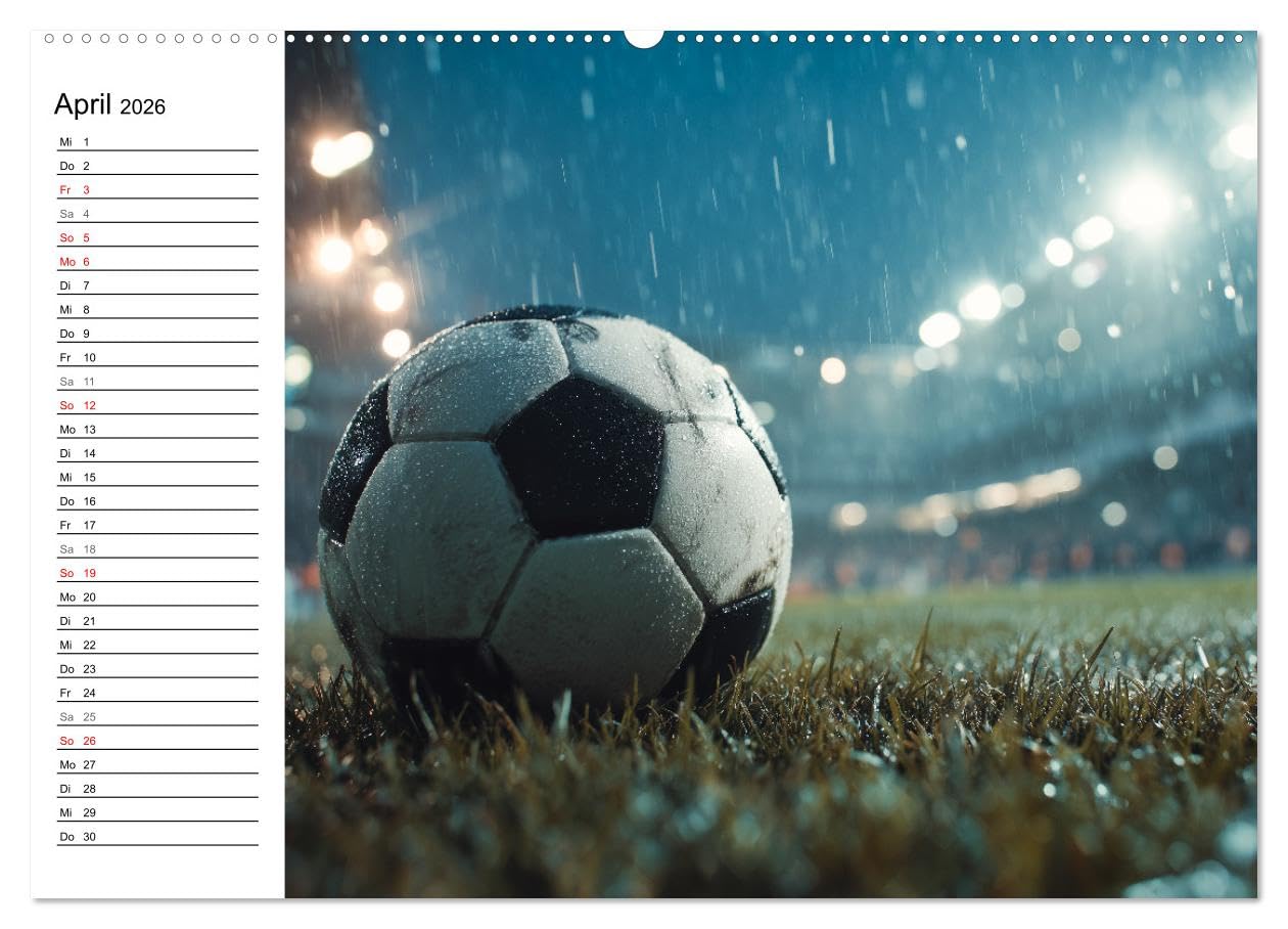 Fußball Kalender - Das Spiel unseres Lebens (hochwertiger Premium Wandkalender 2026 DIN A2 quer), Kunstdruck in Hochglanz: Fesselnde Fußballbilder ... Emotion und Liebe zum Ball. (CALVENDO Sport)