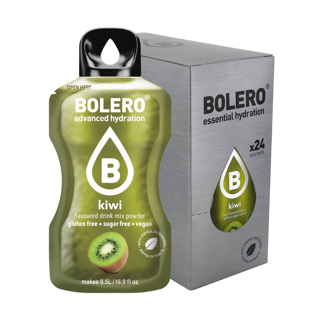 Bolero Napój 24 torebki 3 g g g Sticks Owoce Przygotowane Rozpuszczalny Proszek Do Świeży Napój Wody Produktu, 72 gramów słodzony stewią (kiwi)