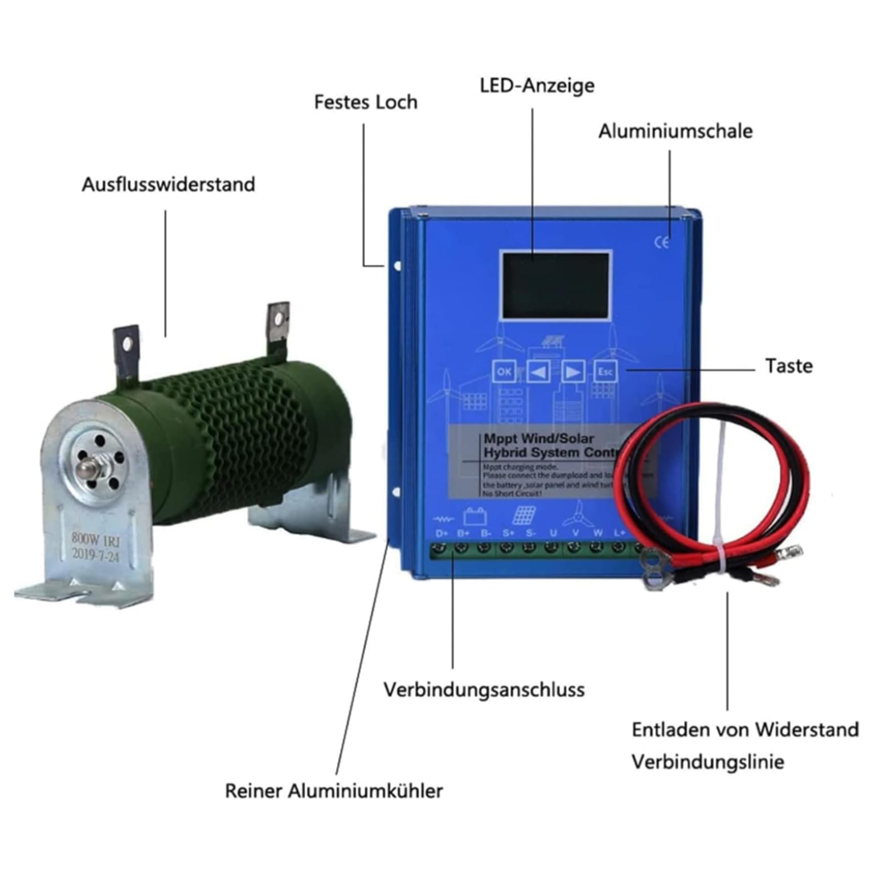 Hybridowy kontroler ładowania wiatrowo-słoneczny MPPT 5000W, Wiatr 3000W, Słoneczny 2000W, automatyczny kontroler hybrydowy 12/24V/48V z wyświetlaczem LCD