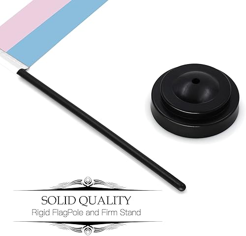 Miniatura 6 de Anley Transgender Trans Pride Deluxe - Juego de banderas de escritorio en miniatura de 6 x 4 pulgadas con poste sólido de 12 pulgadas, color vivo y