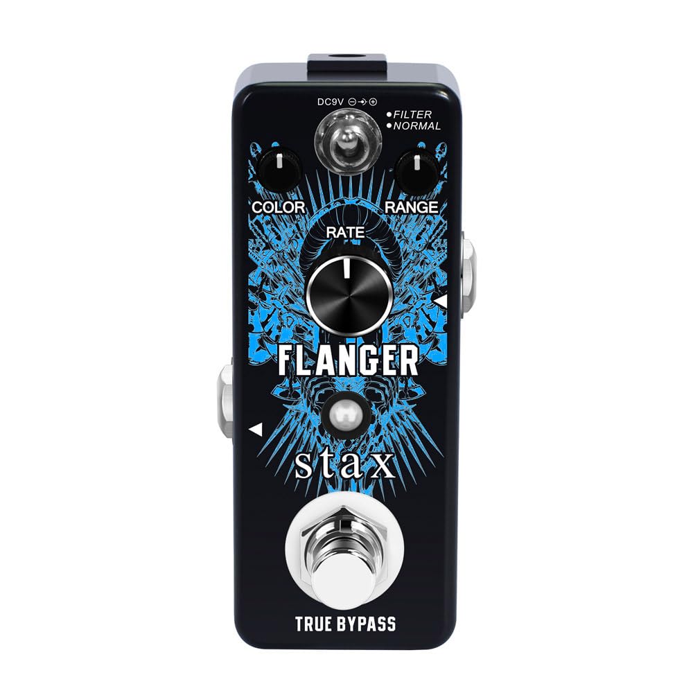 Stax Klassisches Analoges Flanger Gitarren-Effektpedal, mit Speziellem Vibrations-Rauscheffekt, Schwarz