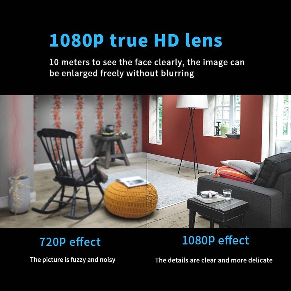 Mini kamera WiFi HD 1080P – noktowizor w zestawie, małe kamery do monitoringu domowego, rejestrator wideo do użytku w pomieszczeniach(z kartą pamięci 64 GB)