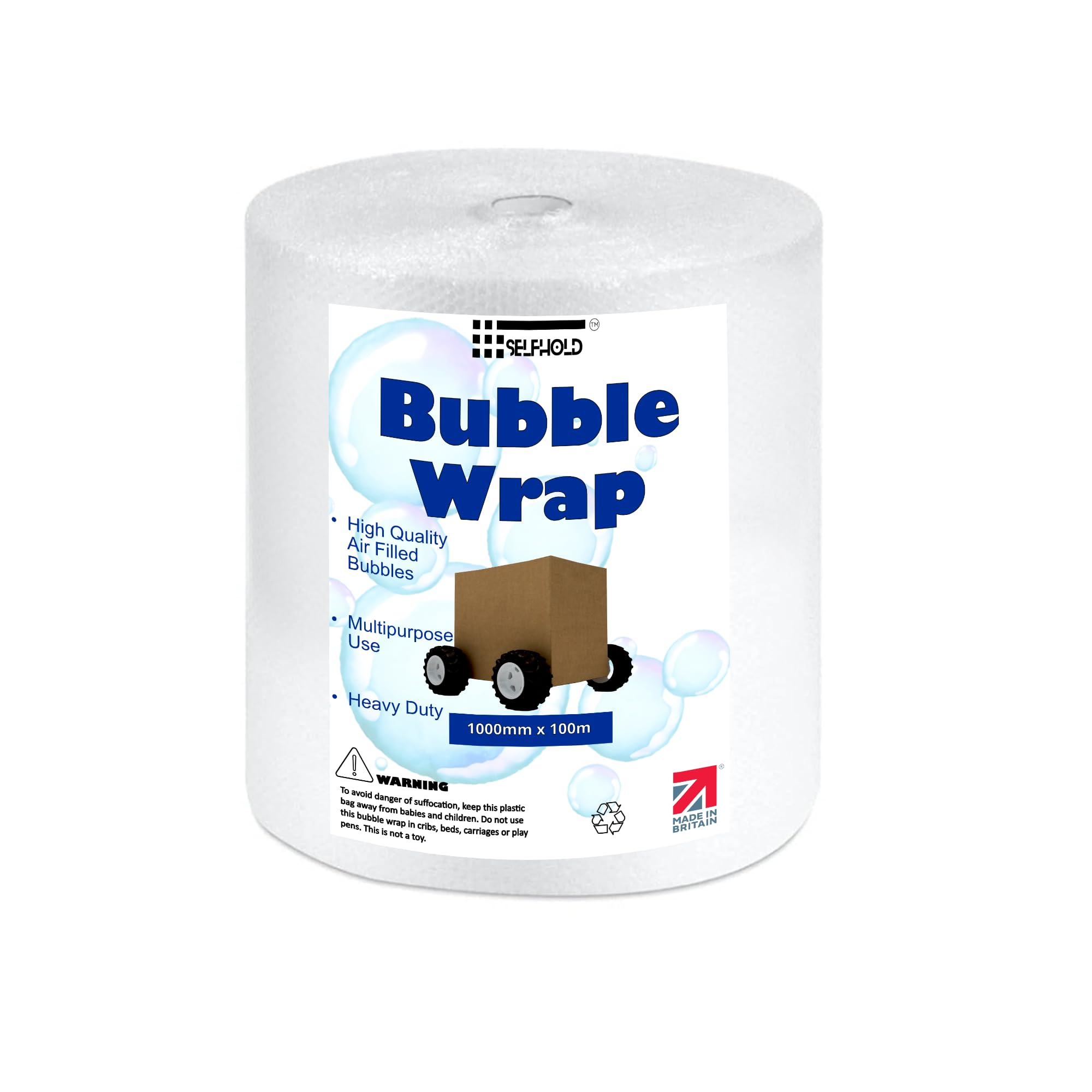 SelfHold Small Roll of Bubble Wrap (10mm Dia), Air Bubbles Packaging for Moving House, Shipping and Storage (1000mm x 100m (larger furniture and TVs))