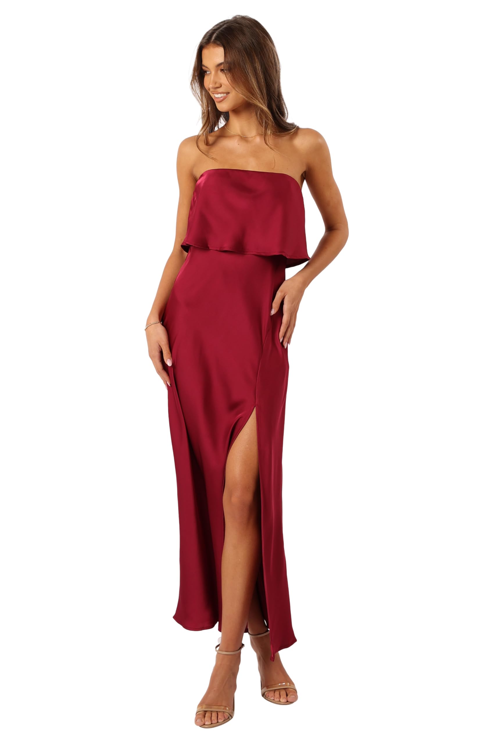Photo 1 of Petal & Pup Vienna Strapless Midi Dress - Berry L
