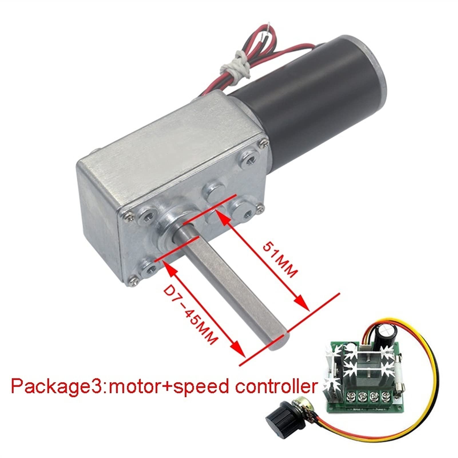Lcuihong-Mini silnik prądu stałego o wysokim momencie obrotowym, silnik przekładniowy ślimakowy, 12 V 24 V 5-470 obr./min, długość trzpienia 51 mm, samozamykająca się regulacja prędkości odwrócone części zamienne do samodzielnego wykonania