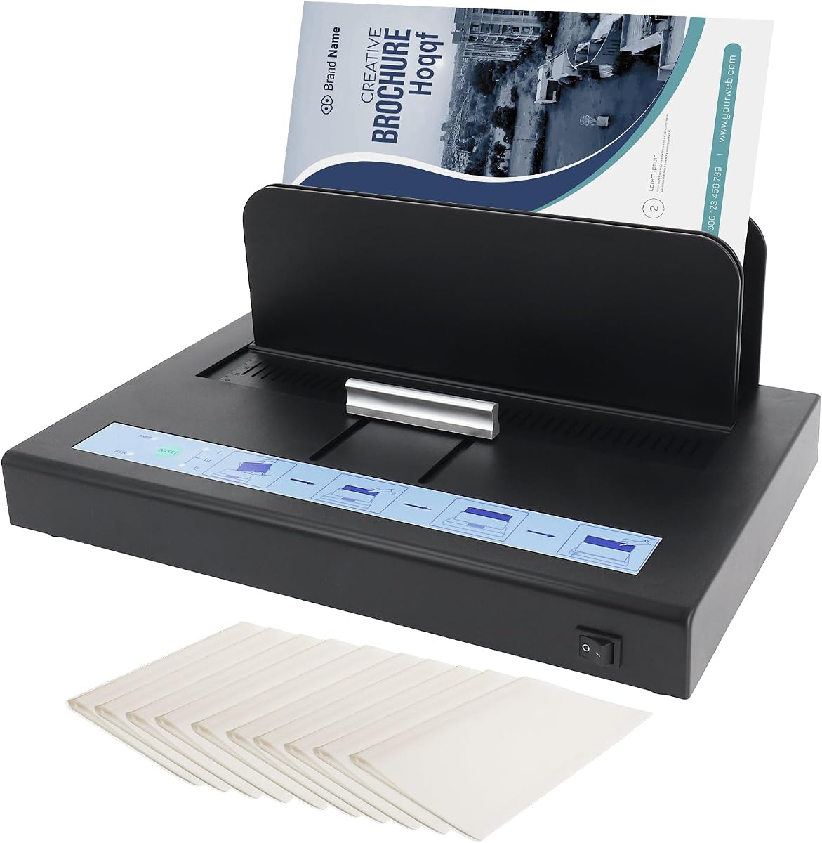 Máquina de encuadernación térmica con capacidad de 500 hojas, material de encuadernación de libros | Encuadernadora de documentos A3 (borde corto)/A4/A5 de 110 V con 10 cubiertas (negro)