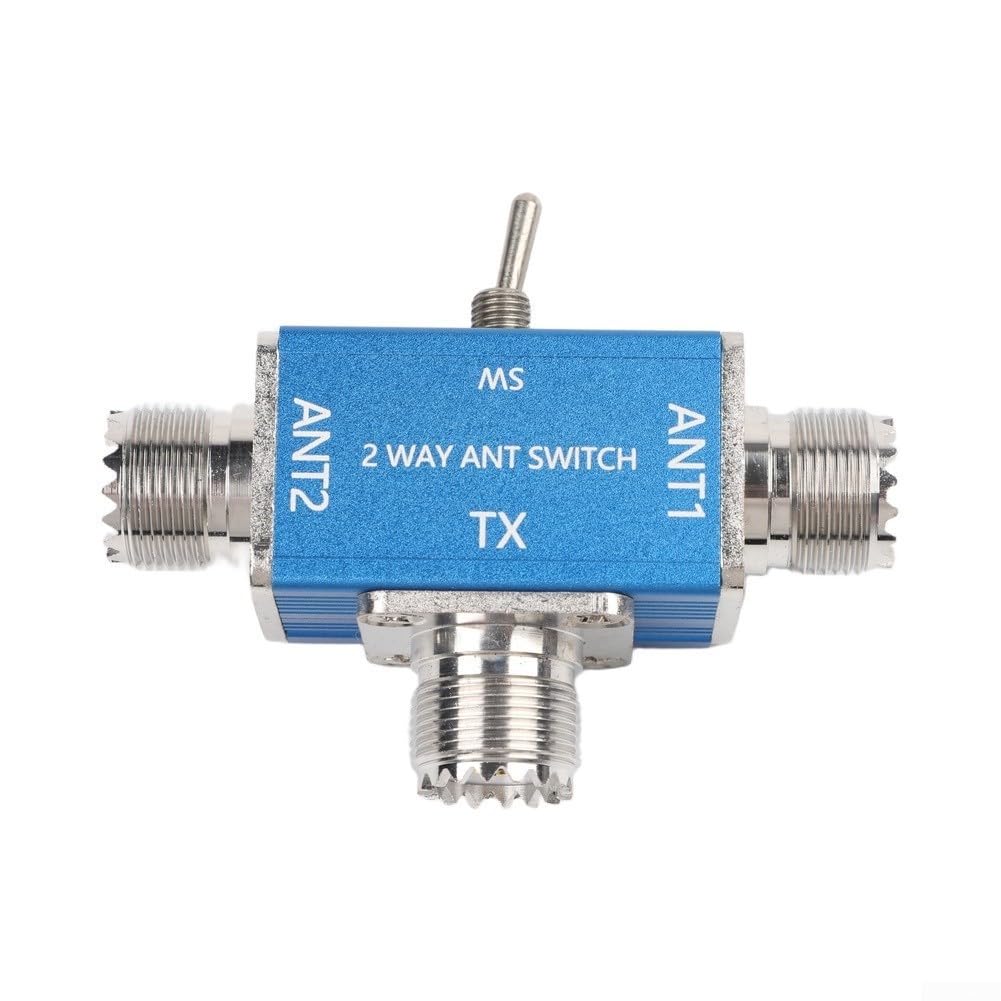 Interruptor coaxial manual, 1 entrada, 2 salidas, 0-50 MHz, 100 W, interruptor HF para radioaficionados CB - Aleación de aluminio para antena de aleación de aluminio con protección de tierra (SL-16)