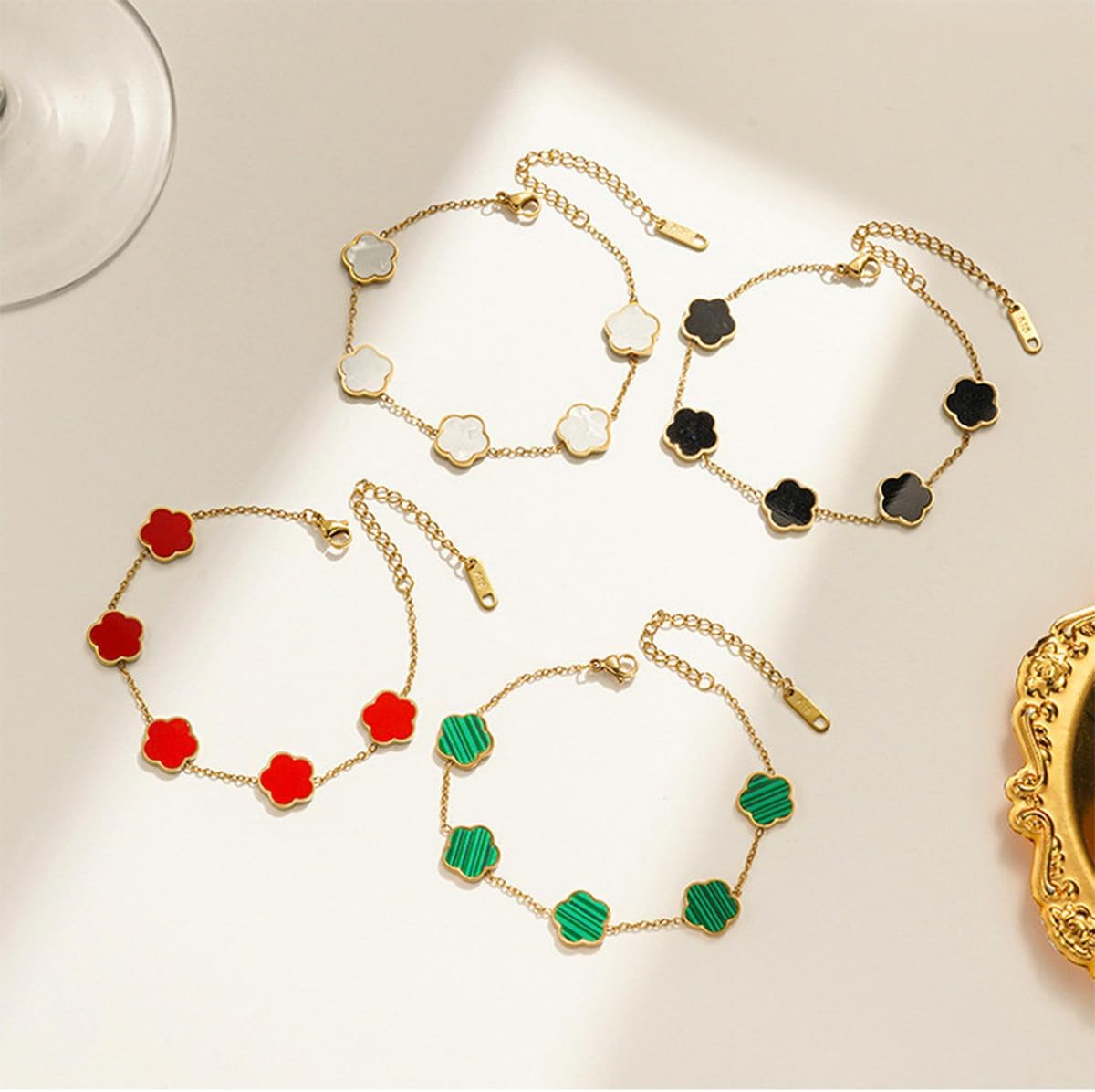 18K Gold Plated Luck Four Leaf Clover Bracelet For Women, Double-Sided Fashion Light Luxury Personalized Bracelet, Birthday Anniversary Jewelry Gifts - Image 6