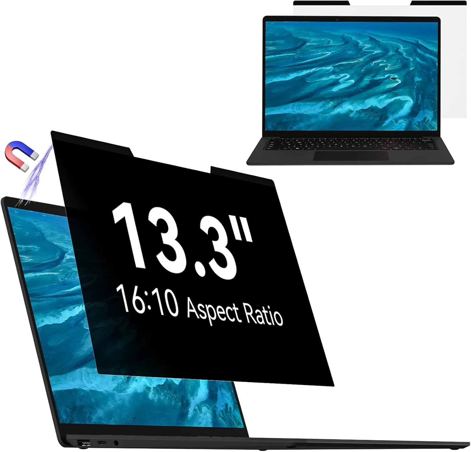 Mamol Magnetic Laptop Privacy Screen 13.3 & 13.4 inch ,16:10 Aspect Removable Anti Glare Protector Blue Light Privacy Screen Filter,Filter Shield Compatible with 13.3" 16:10 Aspect