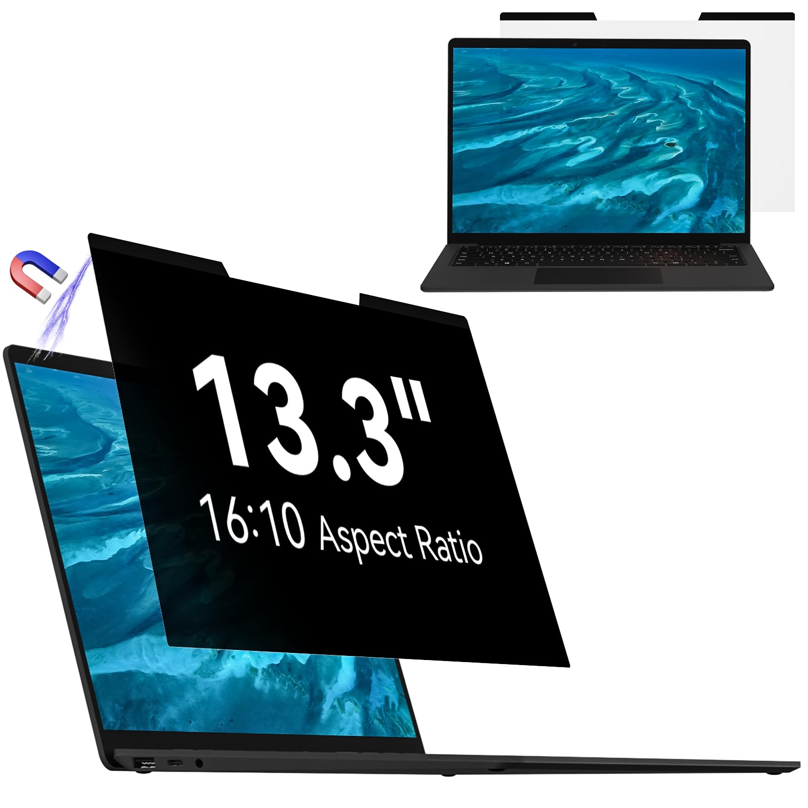 Mamol Magnetic Laptop Privacy Screen 13.3 &amp; 13.4 inch ,16:10 Aspect Removable Anti Glare Protector Blue Light Privacy Screen Filter,Filter Shield Compatible with
